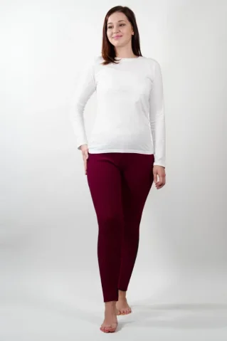 Damen Gestrickte Leggings Bordeaux