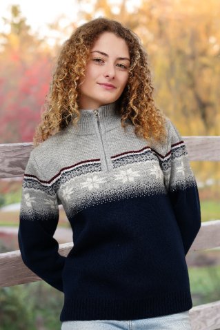 Damski szary norweski wełniany kardigan Nolana-Z