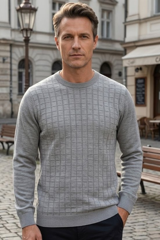 Muški sivi pleteni pulover Kocka
