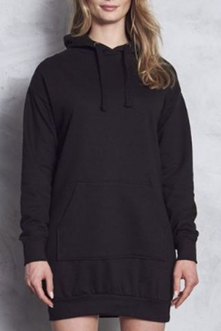 Hanorac de damă cu glugă prelungită 91015 negru