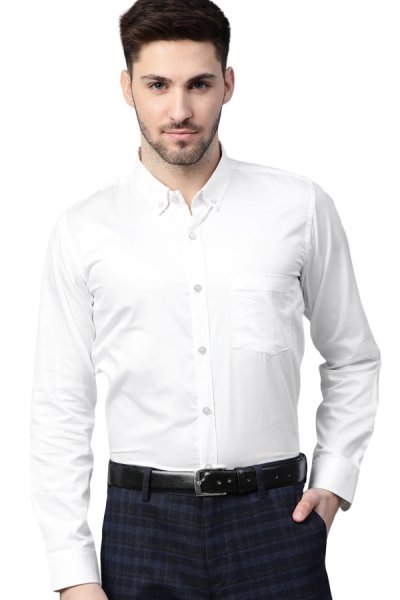 Moška srajca z dolgimi rokavi v beli barvi 00234