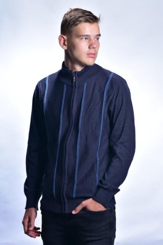 Pulover lung pentru bărbați cu fermoar Nils-AZ albastru