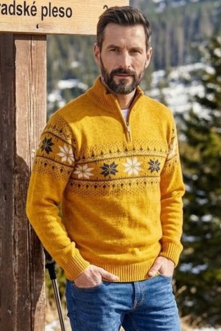 Muški džemper s norveškim uzorkom Miro-Z zlatni