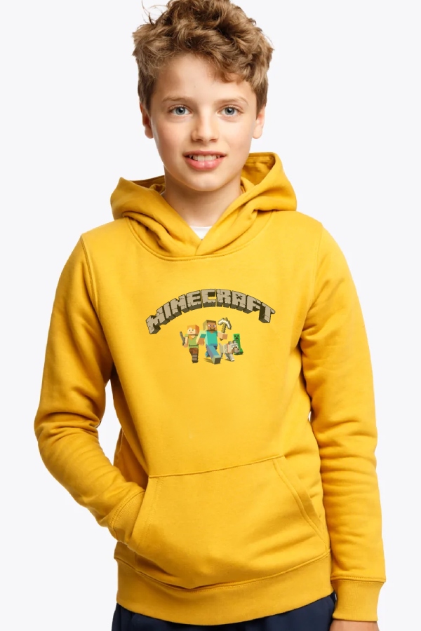 Minecraft detská žltá mikina s kapucňou Minetep