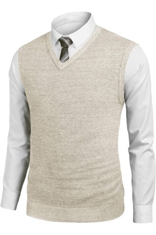 Męska kamizelka dzianinowa JVP2037BB kremowa
