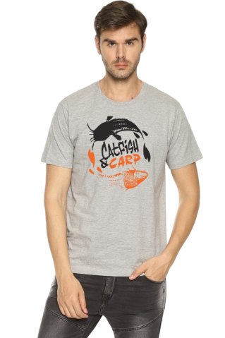 Catfishandcarp póló 100% pamut szürke