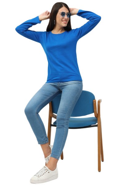 Bavlnené tričko s dlhým rukávom modrá