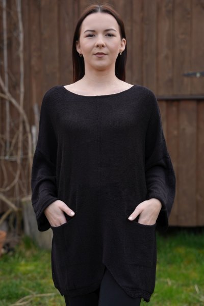 Női elegáns fekete pulóver Ninka