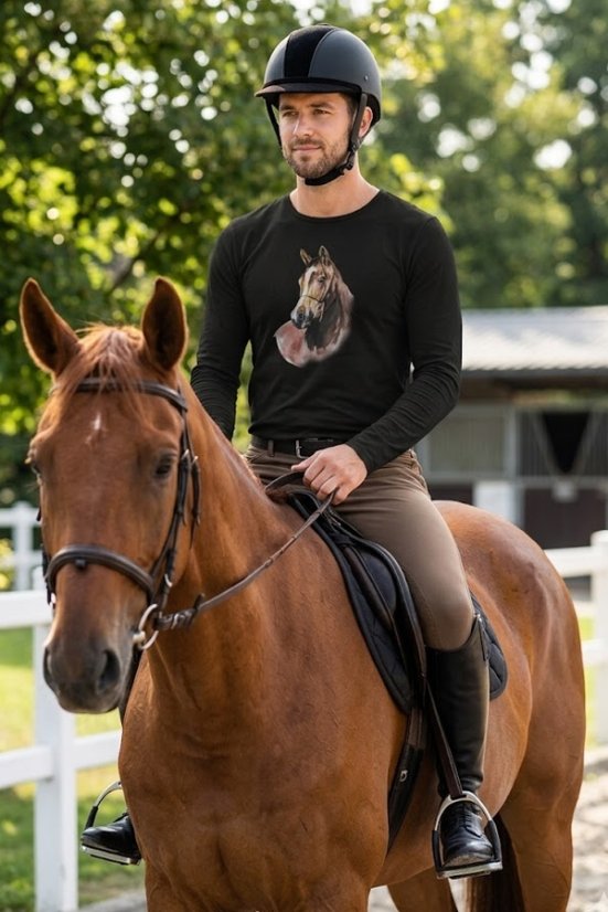 Horse3 muška jahačka majica – crna
