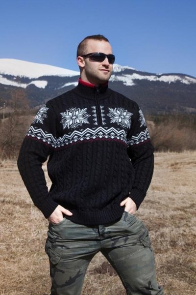 KIRK Z pánský sveter s nórskym vzorom čierny