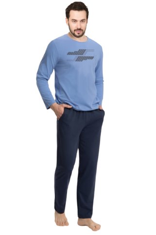 Muška plava pidžama – dugi rukav – Nicelines