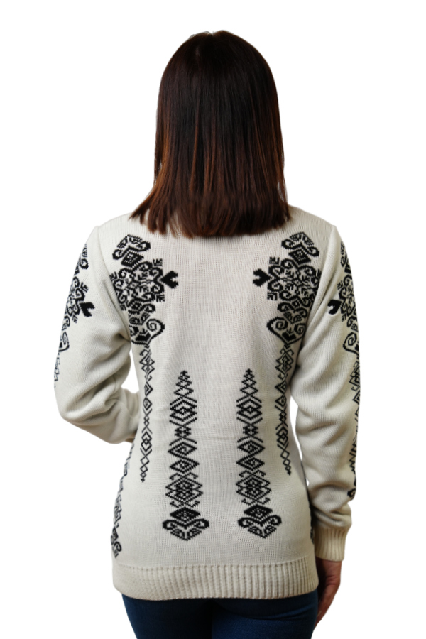 Ženski pulover z norveškim vzorcem Folka-Z natur-črna