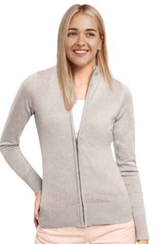 Damski sweter na długi zamek 44962 szary