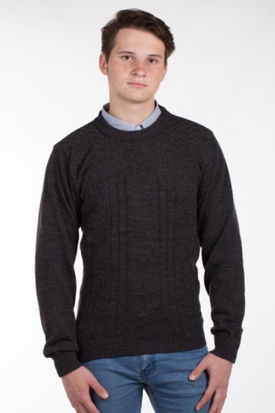 Jednobarevný vzorovaný pulovr MIŠO grafit