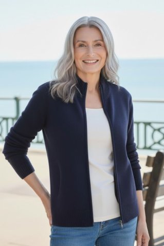 Damski Sweter na Długi Zamek 44962 Granatowy