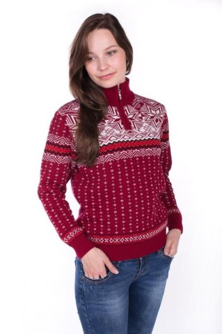Libora-Z – damski norweski sweter dziany w bordowym kolorze