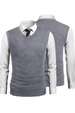 Pánska pletená vesta 44969 sivá
