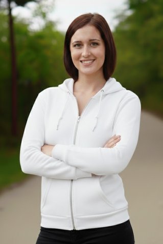 Dámská mikina s dlouhým zipem a kapucí 5571600 bílá