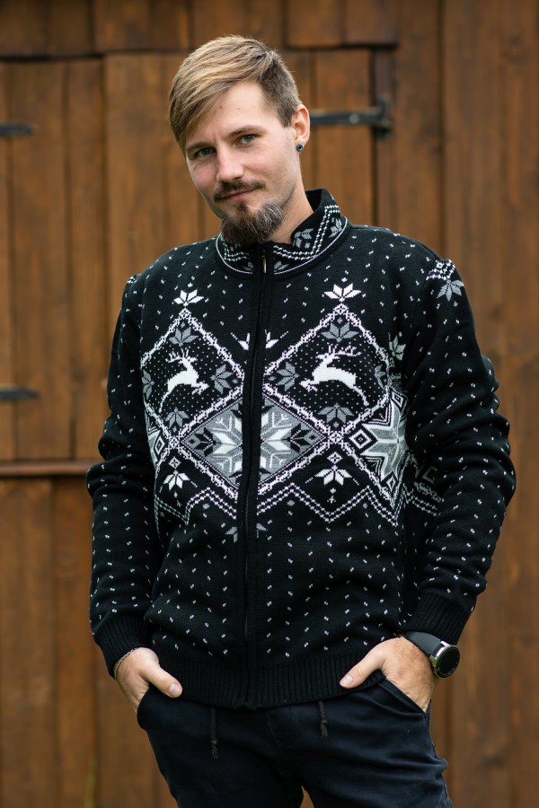 Norveški pulover z vzorcem jelena Jelen-AZ