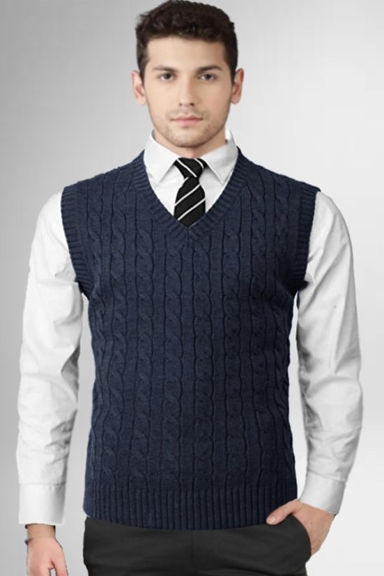 Męska kamizelka dziana CrimBB niebieska