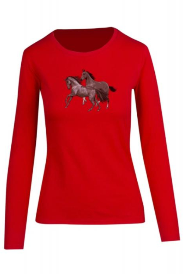 Horseduo női póló 100% pamut piros