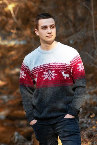 Męski norweski sweter Nero – jeleń, ciemnoszary