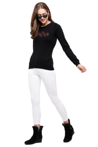 Damski Sweter z Haftem Róży