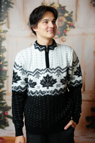 Muški crni norveški pulover – Javorov list