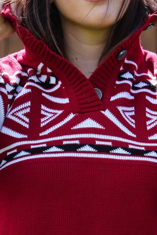 Klea – dámsky bordový nórsky sveter na zapínanie