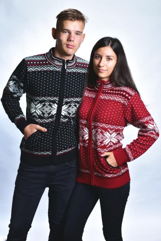 Dámsky čierny vlnený sveter s nórskym vzorom Oria-Z