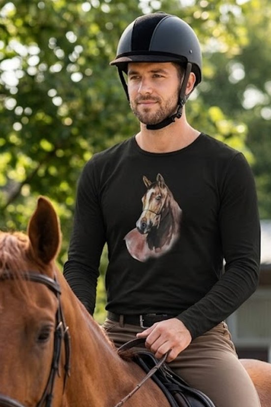 Horse3 muška jahačka majica – crna