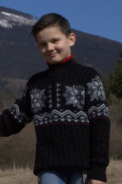 Detský pulóver norsky vzor KIRKZ čierna