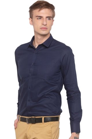 Elegant men’s dark blue shirt