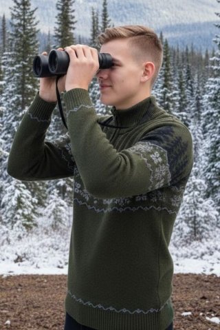 Sweter męski z jeleniem Oliver Z zielony