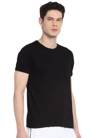 Men's T-shirt, 92% cotton – 8% elastane, black