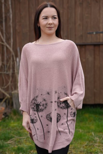 Női elegáns pulóver Dandelion pink