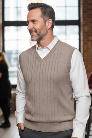 Vestă tricotată pentru bărbați GonBB beige