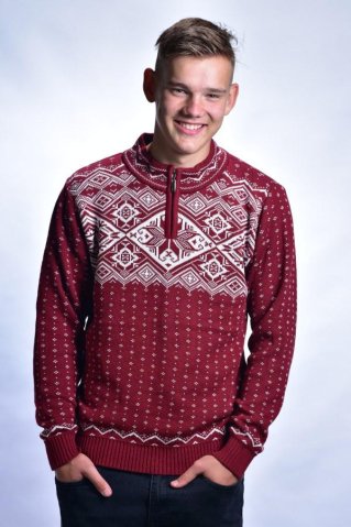 Pánsky nórsky pletený sveter Kemal-Z – vínová