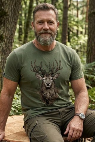 Muška lovačka majica s dominantnim jelenom na prsima