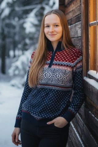 Dámský vlněný norský svetr Aspena-Z | Hřejivý zimní svetr se zipem