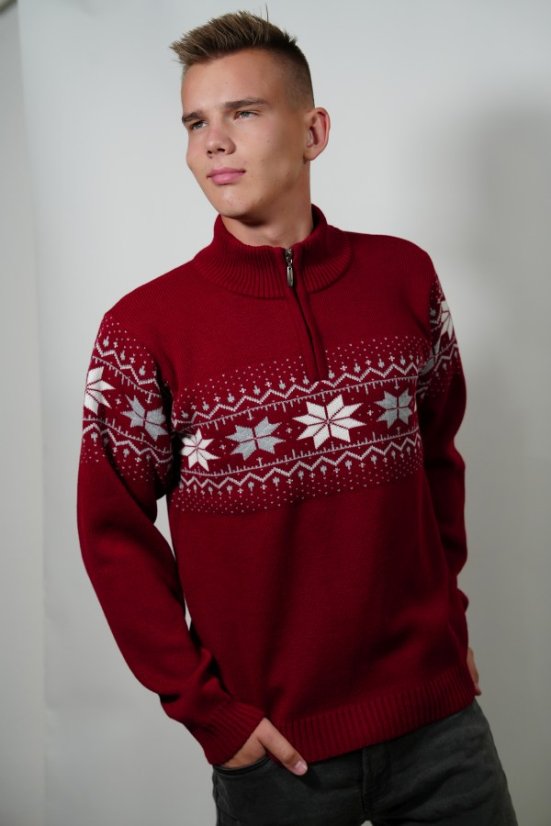 Muški bordo džemper s norveškim uzorkom Miro-Z