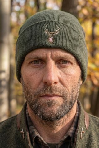 Knitted Hunting Hat Deer031 Green