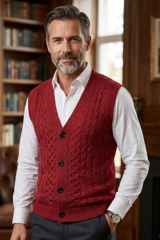 Moški brezrokavnik z zapenjanjem na gumbe CopikBBA bordo