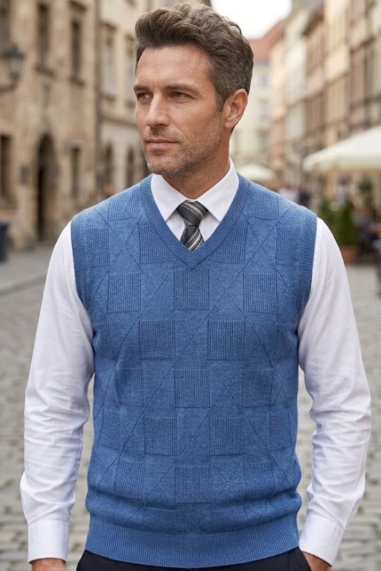 Muški pleteni prsluk Riko BB plave boje