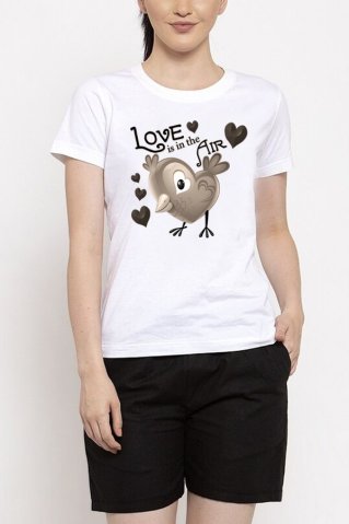 Női rövid pizsama Loveisintheairpyz fehér