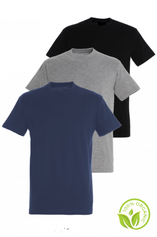 T-shirt, 100% cotton, SPECIAL OFFER: 3 pieces in a pack for the price of 2, black – grey – blue
