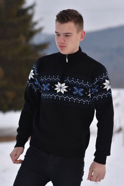 Pánsky sveter s nórskym vzorom Miro Z čierna