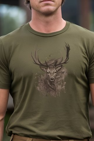Detail vzoru na zelenom poľovníckom tričku Deerbrown Detail vzoru na zelenom poľovníckom tričku Deerbrown