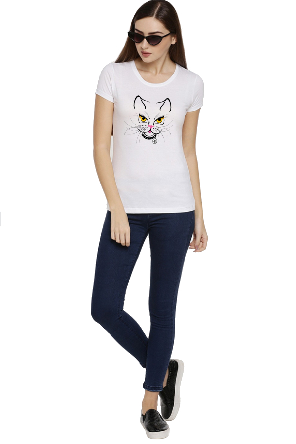 Bavlněné Ewident tričko Meow biela