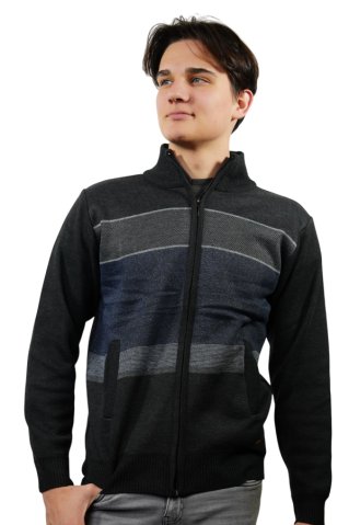 Pánsky sveter na zips grafit Bolzano